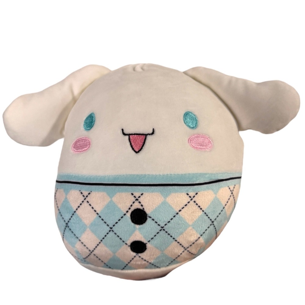Squishmallows Cinnamoroll Hello Kitty and Friends Plush Toy Blue Argyle Pattern‎